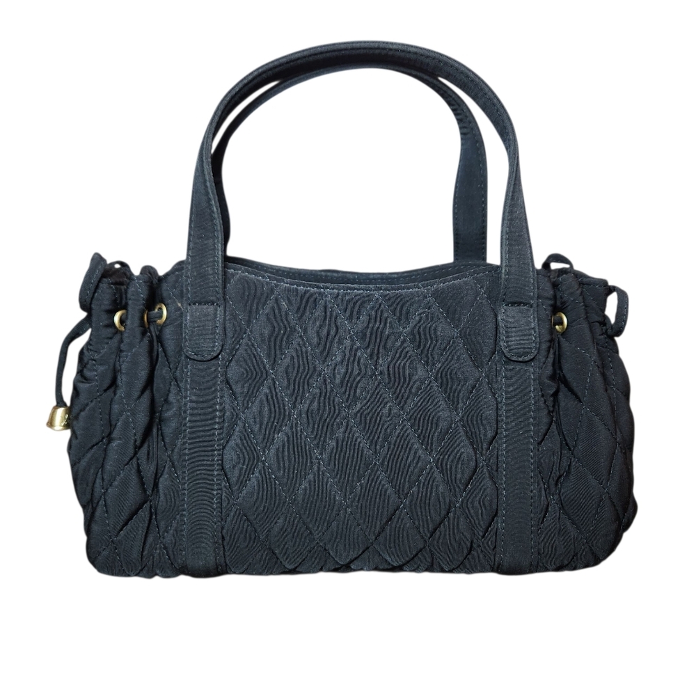 Vera Bradley Margie Small Double Handle Premium Cotton Quilted Satchel Bag Black